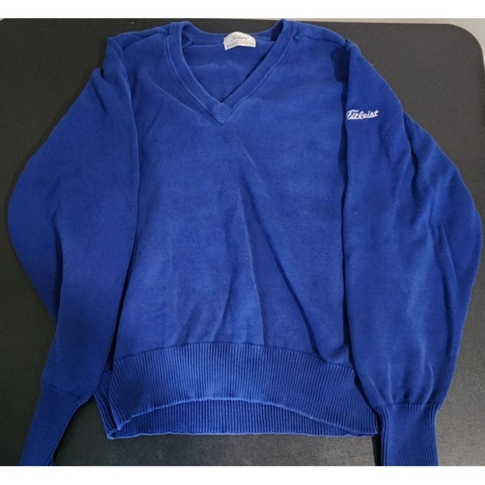 Vintage Titleist by Corbin V-Neck Sweater - Navy Blue Golf Pullover -Men's Large